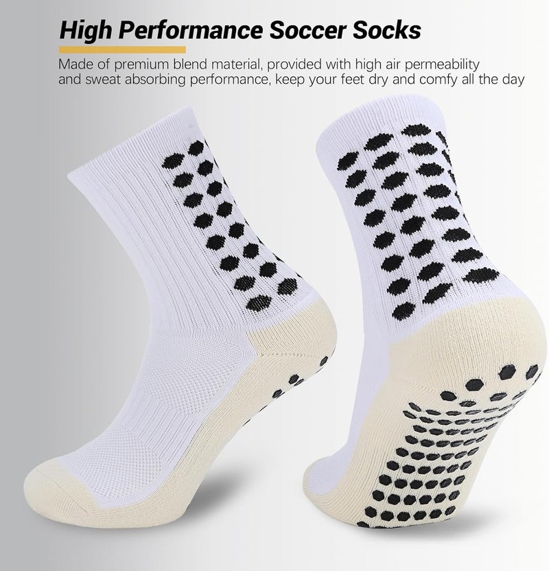 Ultrafun 3/5 Pairs Soccer Socks with Grip Pads Non Slip Football Basketball Sports Socks for Men Women - Image 4